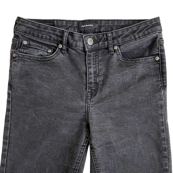 FRANK And Oak Debbie Skinny Ankle Crop Denim Jeans Washed Black - Picture 5 of 15